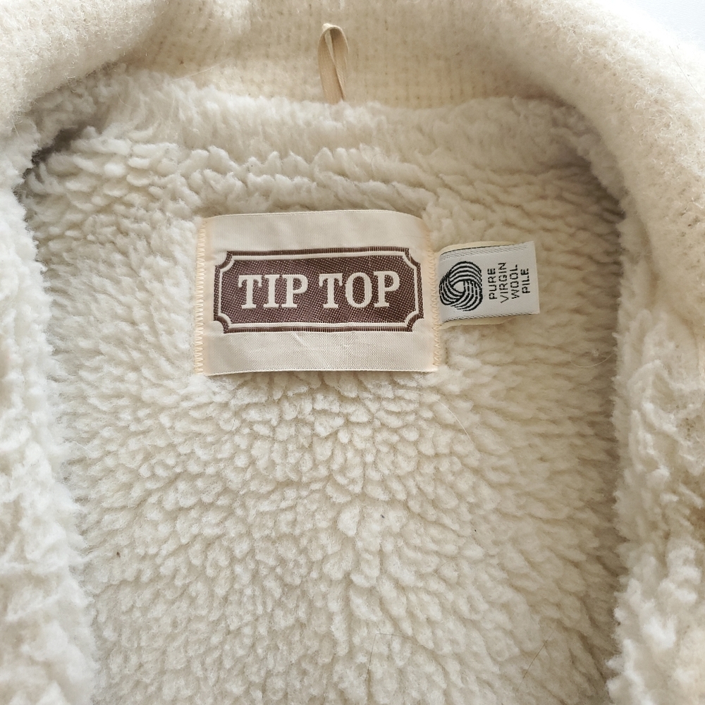 Vintage wool blend zip up striped oversized bomber jacket sherpa lined - Picture 11 of 14